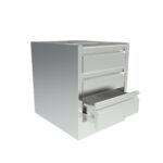 Rostfri byrå med 3st lådor till Inomak arbetsbänk TLR