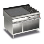 Gas Hällspis BARON Q90TPV/G1201DX med två brännare till höger på öppet stativ, 1200x900mm, 24kW