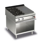 Gas Hällspis BARON Q90TPMV/G8001SX med två brännare till vänster på öppet stativ, 800x900mm, 17,5kW