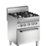 Gasspis BARON N6PC/GFE722 med 4 Brännare på statisk Elektrisk Ugn, 700x650mm, 19,1kW
