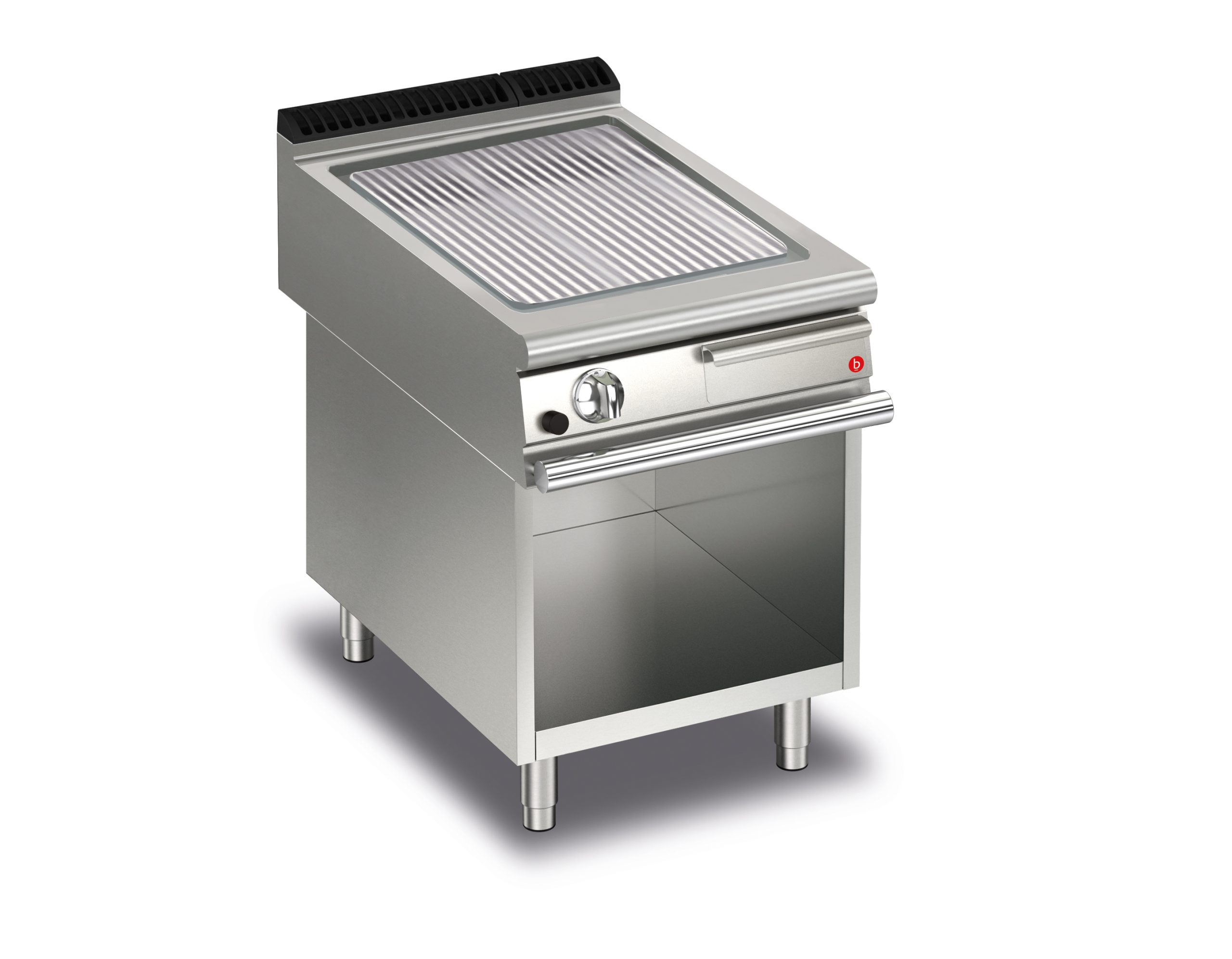 CR1653039-scaled-1.jpg Gas stekhäll BARON Q70SFTTV/G615 med kromat räfflad stekplatta, på öppet stativ, 600x700mm, 9kW - Image 1