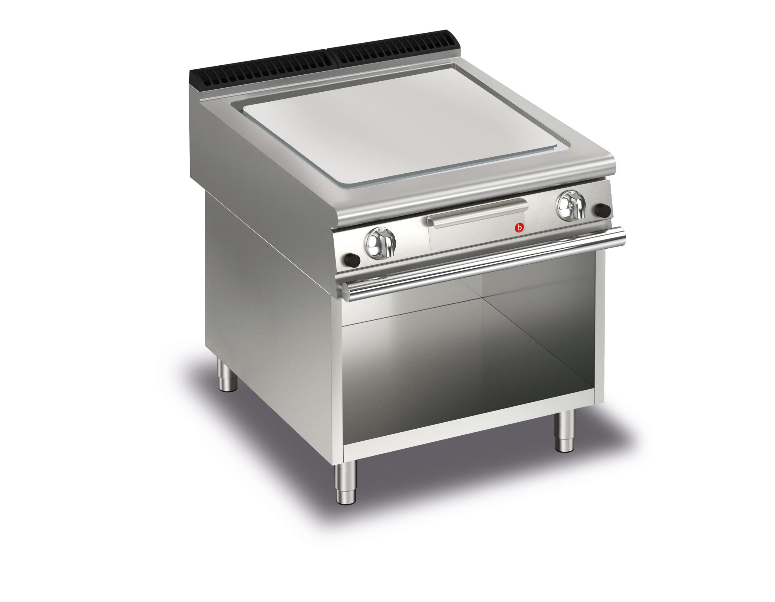 CR1653349-scaled-1.jpg Gas stekhäll BARON Q70SFTV/G803 med slät stekplatta i AISI430, på öppet stativ, 800x700mm, 12kW - Image 1