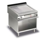 Gas stekhäll BARON Q70SFTV/G823 med slät & 1/3 räfflat stekplatta i AISI430, på öppet stativ, 800x700mm, 12kW