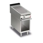 Gas stekhäll BARON Q90SFTTV/G415 med räfflad kromat stekplatta, på öppet stativ, 400x900mm, 10kW