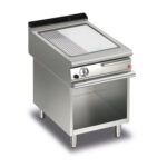 Gas stekhäll BARON Q90SFTTV/G623 med slät & 1/3 räfflad stekplatta, i AISI430 stål, på öppet stativ, 600x900mm, 14kW