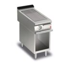 Elektrisk stekhäll BARON Q90SFTV/E415 med räfflat kromat stekplatta, på öppet stativ, 400x900mm, 5kW