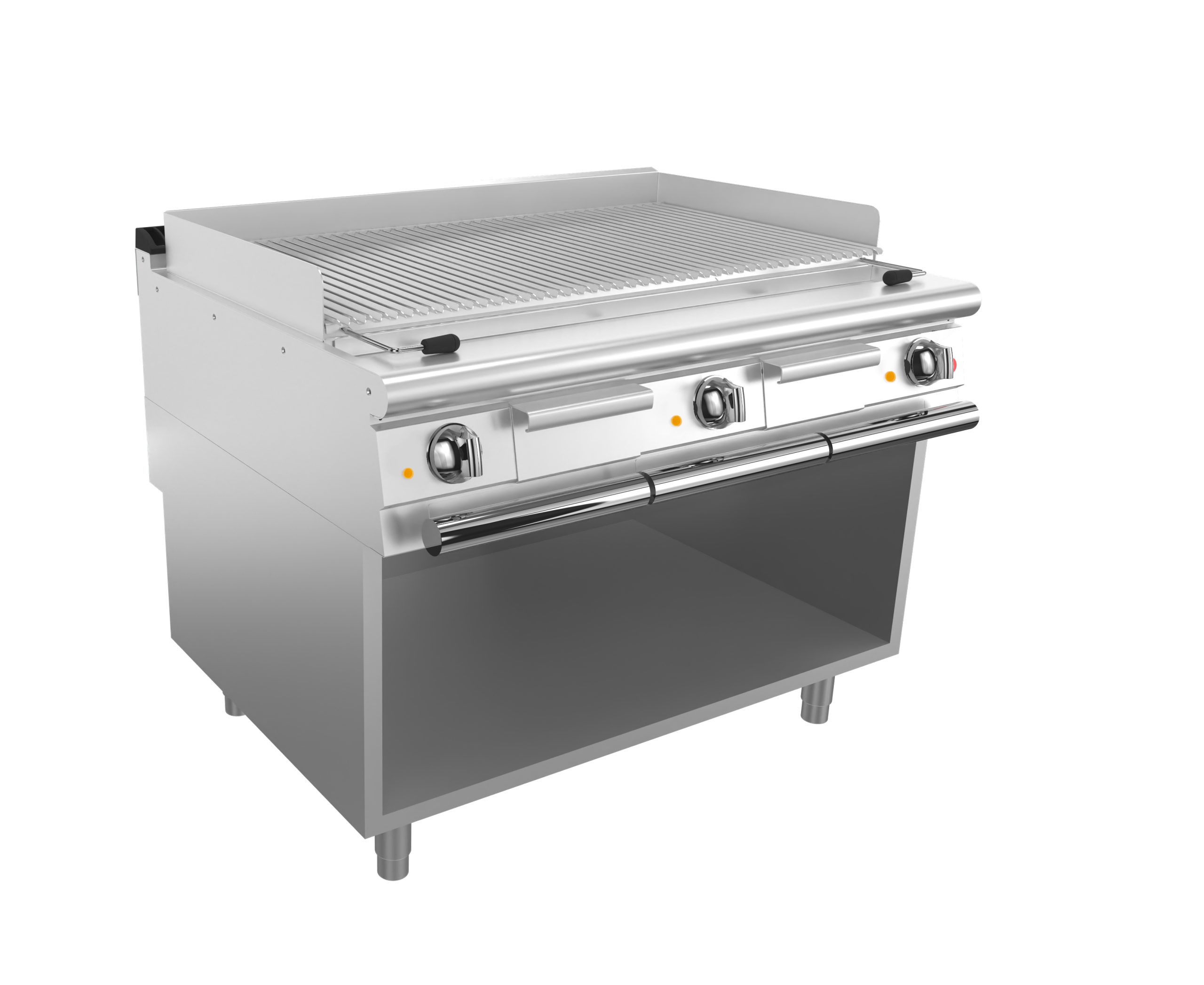 CR1657449-scaled-1.jpg Elektrisk girll BARON Q70SGV/E122 till kött/ fisk, Rostfri stål 304, på öppet stativ, 1200x700mm, 12kW - Image 1