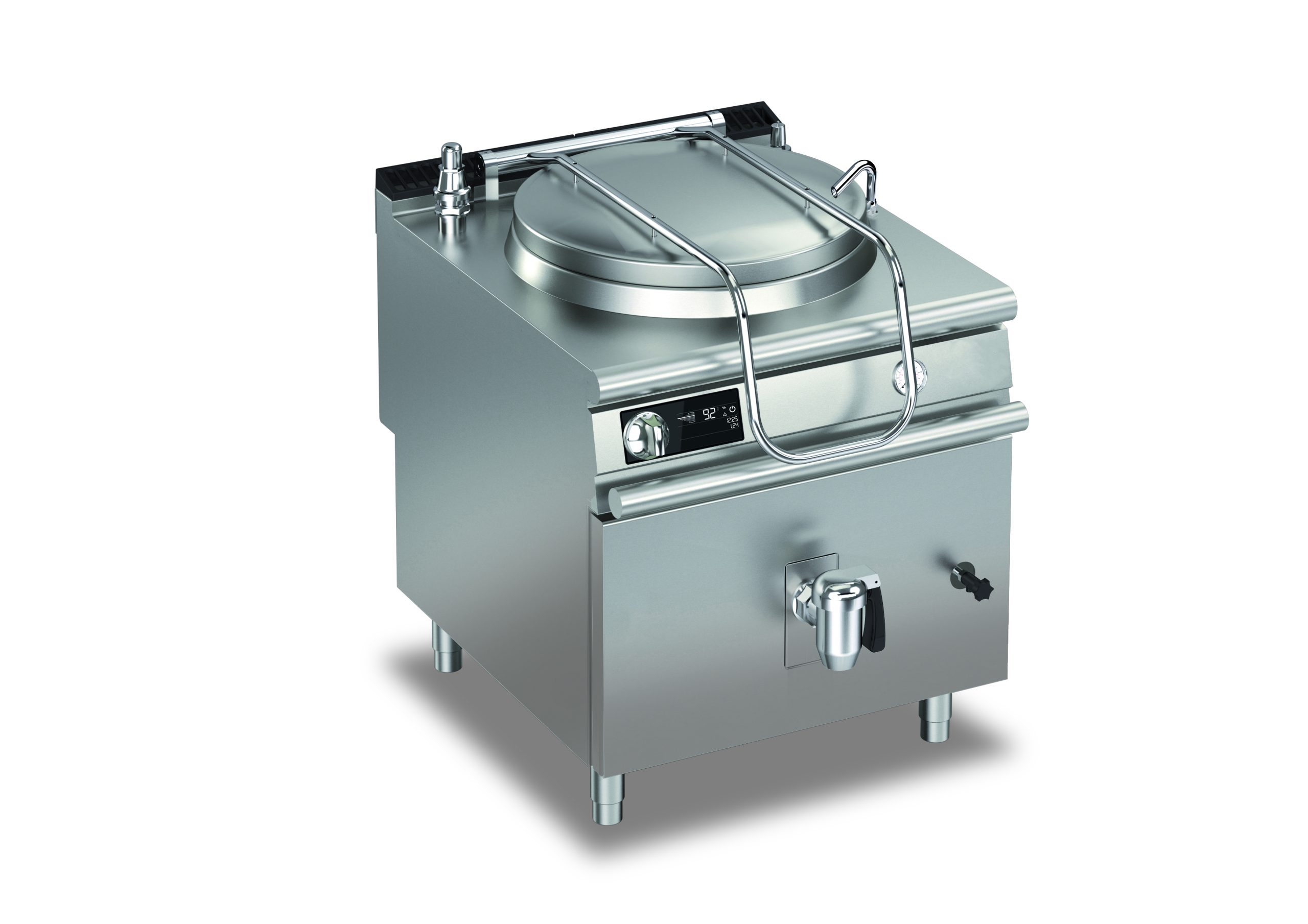 Q90PF_EI150-scaled-1.jpg Elektriskt Kokgryta BARON QT90PF/EI150S-T4W med automatisk dräneringsventil, 150 Liter, 800x900mm, 21kW Touchscreen - Image 1